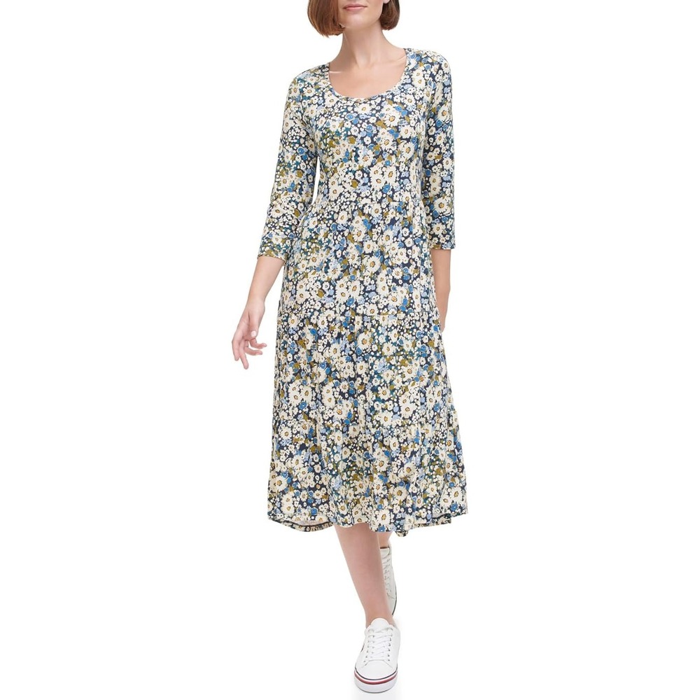 Tommy Hilfiger‎ Floral Print Tiered A-line dress S16 Midi Length